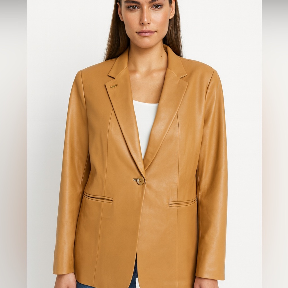 Tan Women's Leather Blazer